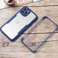 Husa Max Defence pentru iPhone 11, Albastru, Fata Dubla Transparenta, Protectie Antisoc Full 360 ( fata, spate, margini ), Vafy
