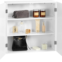 VASAGLE Dulap de baie de perete, cu 2 rafturi reglabile, stil scandinav, 60x18x60cm, alb mat
