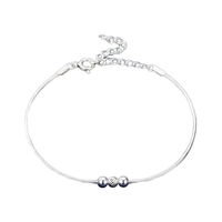 Bratara din Argint 925, pentru Dama, Jolie Silver, Model 3 Bile, 1.1 g, Lungime Reglabila, Argintiu