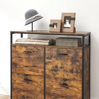 VASAGLE Dulap pantofi din MDF cu ​​4 usi basculante, pentru 12-20 perechi, 98x30x95cm, maro rustic si negru