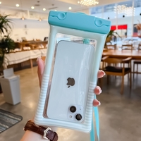 Husa subacvatica Cushion Waterproof Flippy, Snowproof, Universala, Dungata, cu Snur, pentru telefon sau documente, Verde Menta