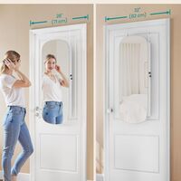 SONGMICS Dulap pentru bijuterii cu oglinda si LED, montare pe perete sau usa, inchidere cu cheie, 42x10x108 cm, alb