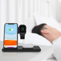 Incarcator Wireless FastCharge Flippy 4 In 1, design pliabil, 15W, Compatibil Apple Watch, Airpods, iPhone, Android, Samsung, Huawei, Xiaomi, Oppo, Negru