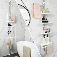 SONGMICS Etajera colt dus, 4 rafturi, inaltime reglabila 95-300 cm, otel si plastic PP, alb