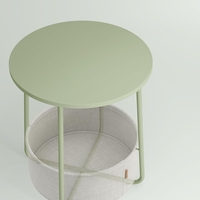 VASAGLE Masuta de cafea rotunda cu cos de stofa, stil modern, 45x50cm, verde cu crem