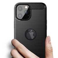Husa Protectie, Vafy, compatibila Apple iPhone 14 Plus, Carcasa TPU Carbon, 1.5 mm, Negru