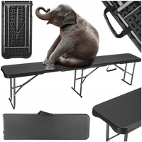 Banca pliabila pentru gradina sau catering, HDPDE, 180x28x43cm, negru