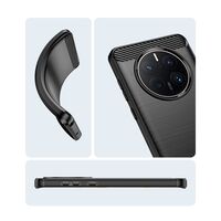 Husa de Protectie pentru Huawei Mate 50 Pro, Vafy, Protectie 360, din TPU cu element de Carbon, Anti Alunecare, 1.8 mm, Negru