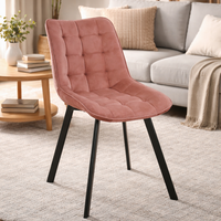 Scaun tapitat, din velur, picioare metalice, maxim 125 kg, 48x60x87 cm, roz pudrat