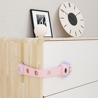 Siguranta pentru Usi Copii, Flippy, Sistem de Blocare Sertare, Dulap, Frigider, Adeziv, cu Sistem de Inchidere Dublu, Model Catelus, Roz