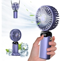 Ventilator Ultra Portabil cu Aromaterapie, Vafy, 3 in 1, de Mana, de Birou, de Gat, 5 Trepte de Viteza, Incarcare USB, Autonomie 12h, Pliabil, cu Ecran LCD, Mov