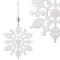 Decoratiune brad fulg de zapada, 13cm, alb cu sclipici