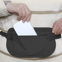 Borseta Anti-Furt, Flippy, 2 Compartimente, Reglabila, Unisex, pentru Documente, Carduri, Telefon, Negru