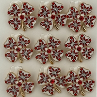 Set 12 Brose Martisor Primavara, Jolie, Model Trifoi Traditional cu Piatra Rosie