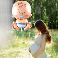 Balon din Folie Metalizata, Vafy, Figurina Baietel, Tema Botez, 73x48 cm, Ambalaj Individual, Pai Inclus, Umflare cu Aer sau Heliu, Albastru