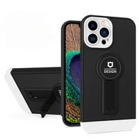 Husa Armor Design cu Stand pentru Samsung S21 FE Negru/Alb, Suport Auto Magnetic, Protectie Antisoc, Vafy
