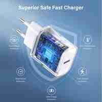 Incarcator Retea Fast Charge, Flippy, Incarcator Standard European Power Delivery 20 W, Compatibil cu iPhone 8-14, Alb