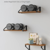 VASAGLE Raft de perete, set 3 bucati 30cm, 35cm si 40cm, 2 moduri de montare, maro rustic si negru