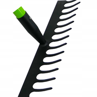 Grebla pentru gradina cu maner din fibra de sticla si cap din otel, 35x8x148 cm, verde si negru