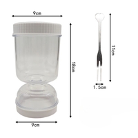 Borcan pentru Muraturi, Flippy, cu Separator pentru Lichide, Ermetic, Termorezistent, Tip Clepsidra, 2 Furculite Incluse, ABS, Alb, 18x9x9 cm