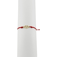 Bratara Martisor pentru Dama, Jolie, Model Infinit in Inima, Set 12 bucati, Pandativ din Inox Auriu, Snur Ajustabil Impletit, Rosu