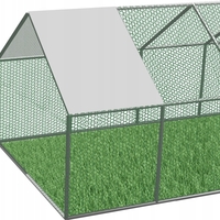 Cotet tarc pentru pasari, din otel galvanizat, cu plasa, 600x300x195cm