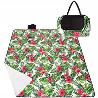 Patura pentru picnic sau plaja, cu folie izolatoare si maner, 200x200cm, floral