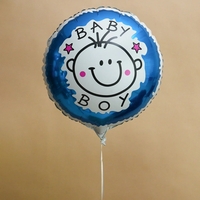 Set 2 Baloane din Folie Metalizata, Vafy, Figurine Stea si Cerc, Tema Botez Baietel, 45 cm, Ambalaj Individual, Pai Inclus, Umflare cu Aer sau Heliu, Albastru