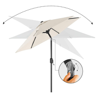 SONGMICS Umbrela de gradina 200 cm, inclinare dubla 30°, poliester UPF 50+, cadru metalic, bej