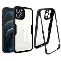 Husa Max Defence pentru Samsung Galaxy A02s/ A03s, Bumper Negru, Fata Dubla Transparenta, Protectie Antisoc Full 360 ( fata, spate, margini ), Vafy