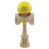 Kendama X Originala RAINBOW, Profesionala, Flippy, Cupe Mari KING SIZE V3, Super Sticky, Gaura in Baza, Rulment Metalic, din lemn 18 cm, Ata 62/65 cm, Galben/Maro