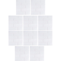 Set 10 Placi Tapet 3D, Flippy, 35 x 38 cm, Grosime 3 mm, din Polietilena, Model Caramida, Suprafata acoperita 1.33 mp, Alb