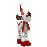 Figurina Craciun, Ren, picioare telescopice, iluminare LED, inaltime reglabila 64-85cm