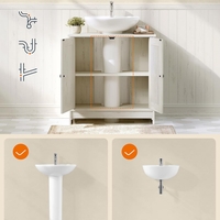 SONGMICS Masca baie pentru chiuveta, suport lavoar, raft reglabil, stil rustic modern, 60x30x61 cm, alb rustic