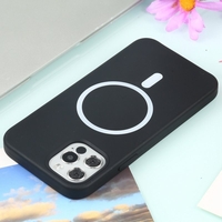 Husa MagSafe liquid large hole magnetic shell pentru Apple iPhone 11, Full Cover, Liquid Silicone, Magnetica, Incarcare Wireless, Vafy, Negru