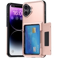 Husa de Protectie compatibila Apple iPhone 17, Vafy, Compartiment pentru Carduri, Anti-alunecare, Protectie PC, Rezistenta la Zgirieturi, Rose Gold