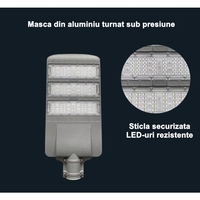 Lampa solara stradala Flippy, IP65, senzor de lumina, 510 LED-uri SMD, 5000 lm, panou 53W, putere 500W, autonomie 12-16 ore, telecomanda, montare prin fixare, pentru strada sau gradina, finisaj mat, material ABS, 91.6 x 36.5 x 8.7 cm, gri