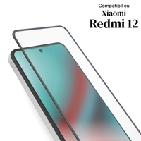 Folie de Protectie Ceramica, Vafy, Compatibila cu Xiaomi Redmi 12, Ceramics 9D, Antisoc, Margini Negre, Transparent