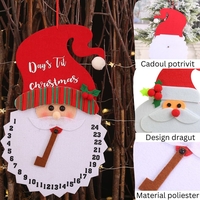 Decoratiune de Craciun Flippy, Advent calendar, numara zilele pana la Craciun, model Mos Craciun, material poliester, 37 x 22 cm, rosu
