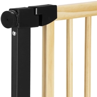 Poarta de siguranta Safety Gate pentru scari, ajustabila, din lemn cu structura otel, 89-96cm, negru maro