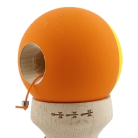 Kendama X Originala, Profesionala, Flippy, Rubber Grip, Cupe Mari KING SIZE V3, Gaura in Baza, Rulment Metalic, din lemn 18 cm, Ata 62/65 cm, Bicolor Galben/Portocaliu