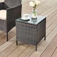 SONGMICS Set mobilier gradina cu 2 locuri, 2 scaune si masa cu sticla, ratan PE, maro