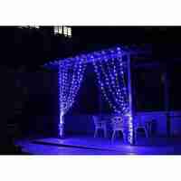 Instalatie Craciun, Tip Perdea, IP44, 16 m x 1 m, 960 LED-uri, Albastru, cu flash, Transformator cu telecomanda, Interconectabila, Prelungitor 3 m inclus, Fir transparent, Interior/ Exterior, Vafy