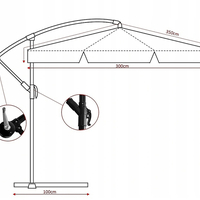 Umbrela gradina tip banana cu mecanism inclinare, impermeabila, diametru 300 cm, husa inclusa, bej