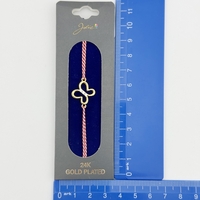 Bratara Placata cu Aur 24k, Jolie, Model FLUTURE, Martisor Bratara, cu Snur Alb/Rosu, Auriu