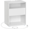 VASAGLE Noptiera cu sertar si statie de incarcare, 2 prize, 2 porturi USB, 45x35x58 cm, alb