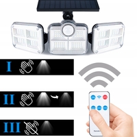 Proiector LED solar modular cu 3 lampi, senzor de miscare, 122LED-uri, cu telecomanda