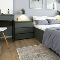 Noptiera cu 3 sertare, PAL laminat 16 mm, 60x35x57 cm, gri mat
