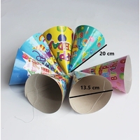 Set 6 Coifuri, Flippy, Petrecere Copii, din Carton, 20 x 13.5 cm, Model 1 Happy Birthday, Multicolor