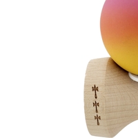 Kendama X Originala, Profesionala, Flippy, Rubber Grip, Cupe Mari KING SIZE V3, Gaura in Baza, Rulment Metalic, din lemn 18 cm, Ata 62/65 cm, Roz/Portocaliu/Galben